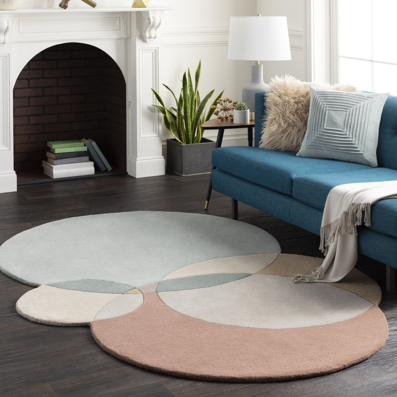Tapis vert / beige / beige en laine touffeté à la main Novelty Sheila, Novateur 8 pi x 10 pi