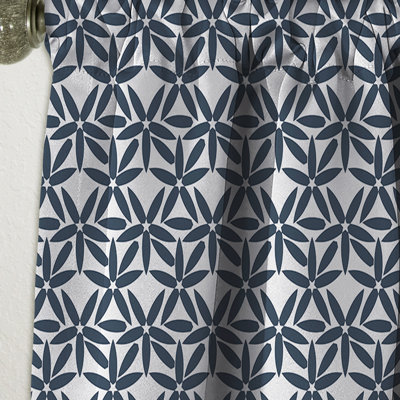 Rideau simple occultant rétro rétro avec motif floral abstrait IV - Mid-Century
