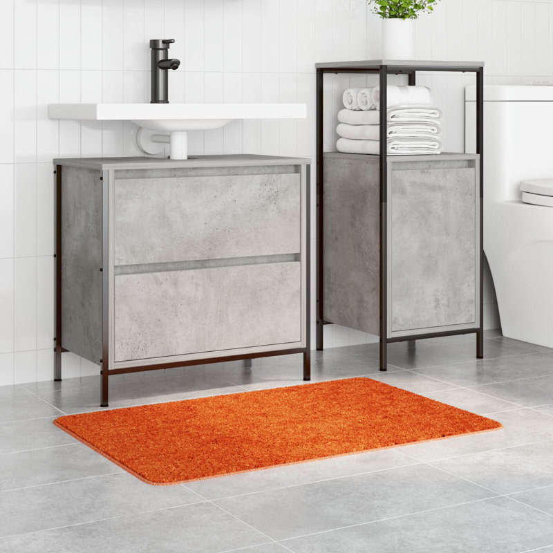 Cotton Non-Slip Bath Mats Rectangular, Orange, 60cm, 90cm