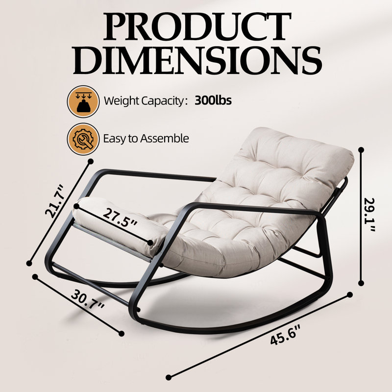 Chaise berçante d'extérieur à structure métallique, Beige