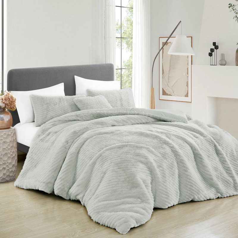 Ensemble d'édredon 4 pièces Antandra, King Comforter + 3 Additional Pieces, Gris