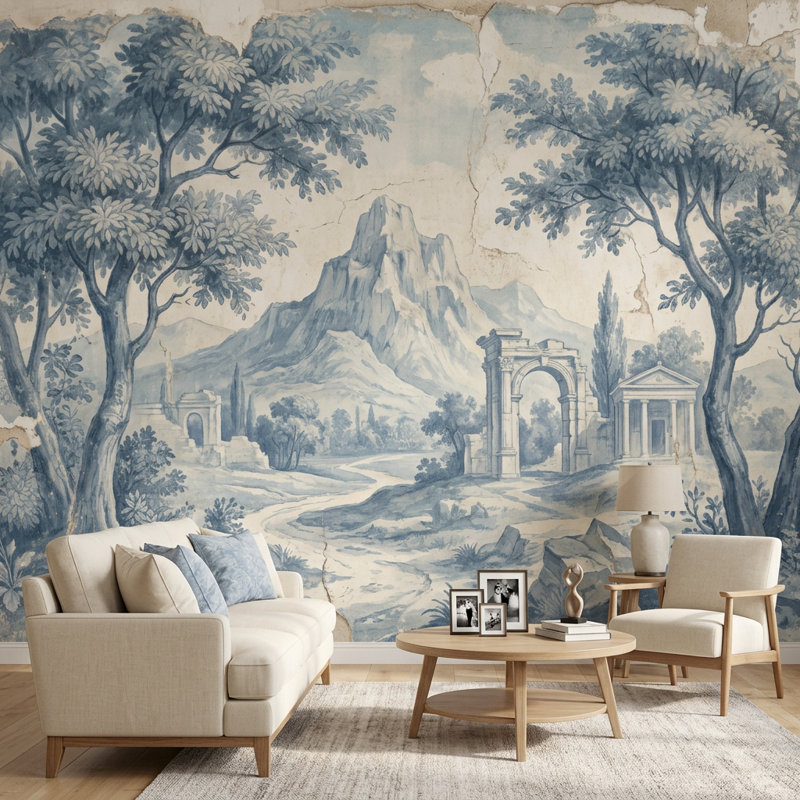 Décoration murale paysage de pierre amovible Indigo Walls, 120 po x 96 po, Peler et coller