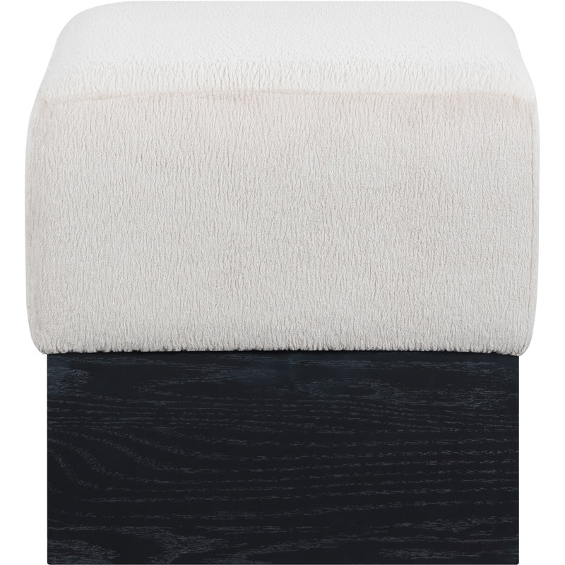 Repose-pieds / tabouret Madelen, Tissu velours beige, Noir
