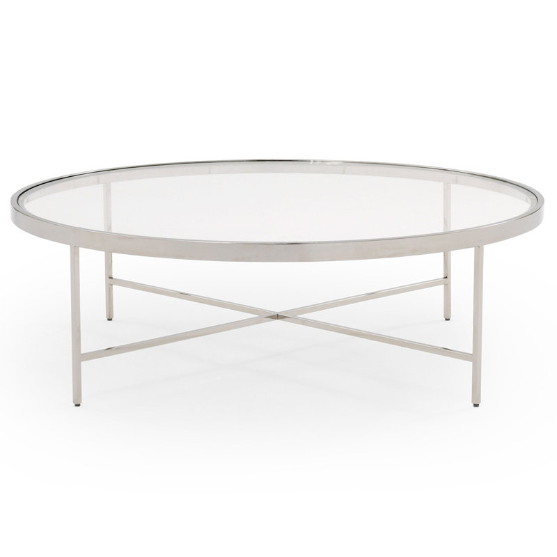 Vienna Large Round Coffee Table - Glass Top, Polished Stainless Steel