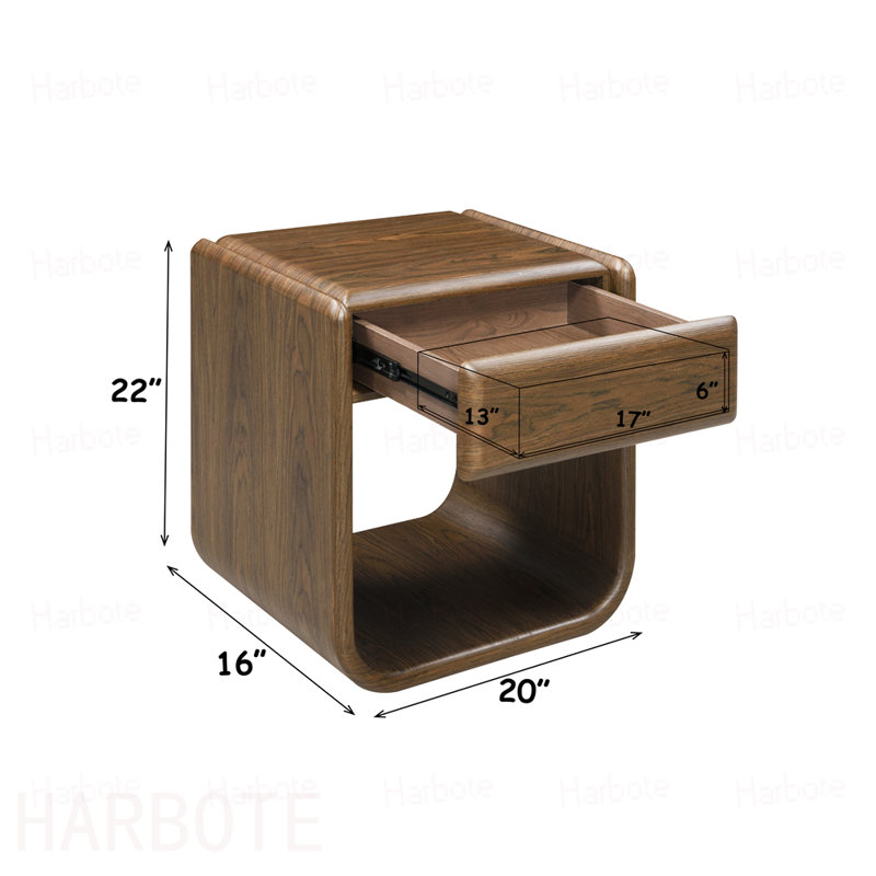 Table de bout en noyer foncé avec tiroir