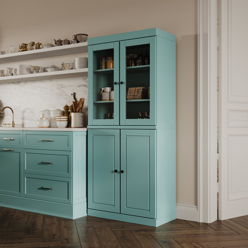 Armoire garde-manger 100% bois massif Kaniesha Palace Imports, Turquoise