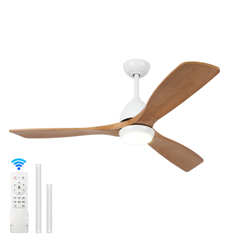 Flynama 52-In Matte White With Yellow Blades Ceiling Fan With Light 3 -Blade
