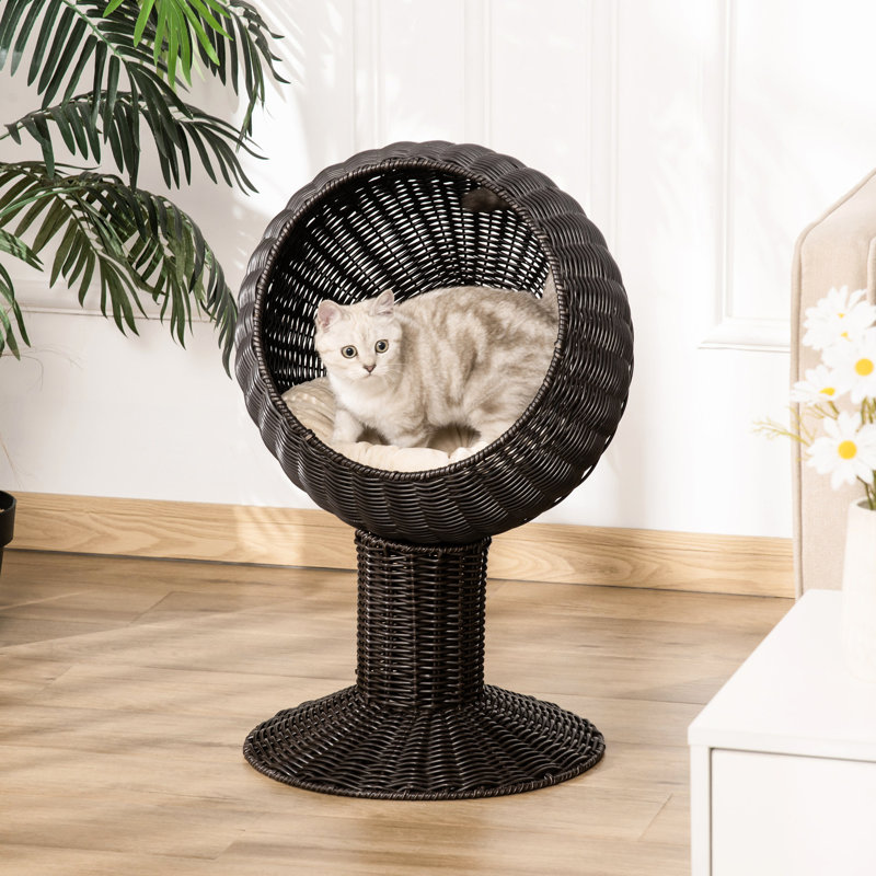 Maison pour chat surélevée de 27 po avec coussin, cherchez un espace de détente