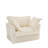 Slip-Covered Armchair With Large Back Cushion And Toss Pillows, Deep Seat Comfy Single Sofa For Relaxation