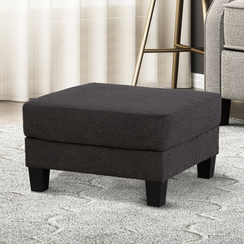 Repose-pieds carré avec rangement 31 po, Mélange de polyester gris / nounours