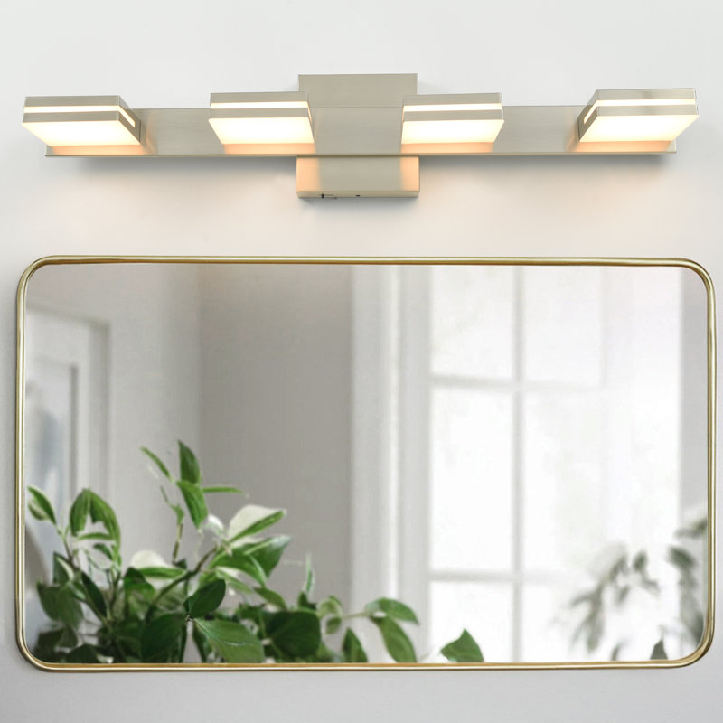 Modern Dimmable LED Vanity Lights for Mirror 5 CCT Adjustable LED Vanity Light, 4 Lights, Bruhsed Nickel