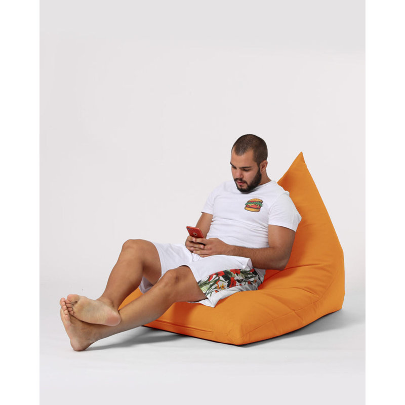 Original Garden Bean Bag Chair, Solid Orange, 57.1 x 13.8 x 35.4 inches | Waterproof 100% Polyester Fabric | 100% Recycled Styrofoam Bead Foam, Max Weight Capacity 440 lbs | Hidden Double Zipper System, Perfect for Outdoor Relaxation