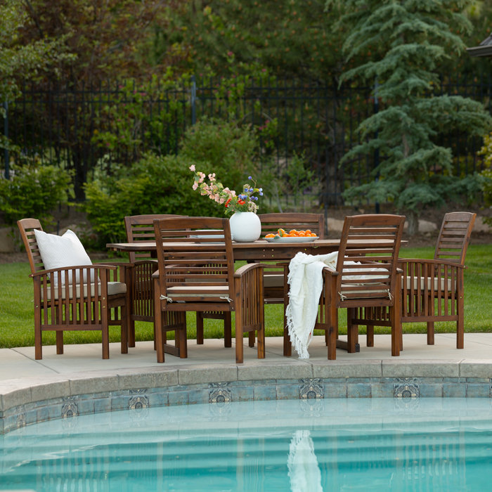 6 - Person Rectangular Extendable Outdoor Dining Set with Cushions