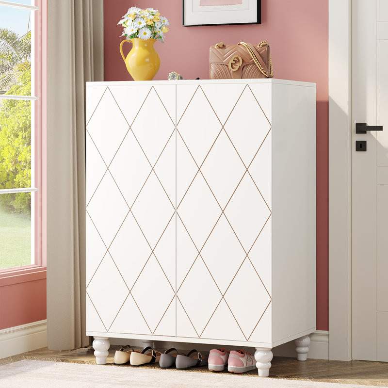 Armoire de rangement pour chaussures 24 paires avec tablettes réglables pour le vestibule, Blanc