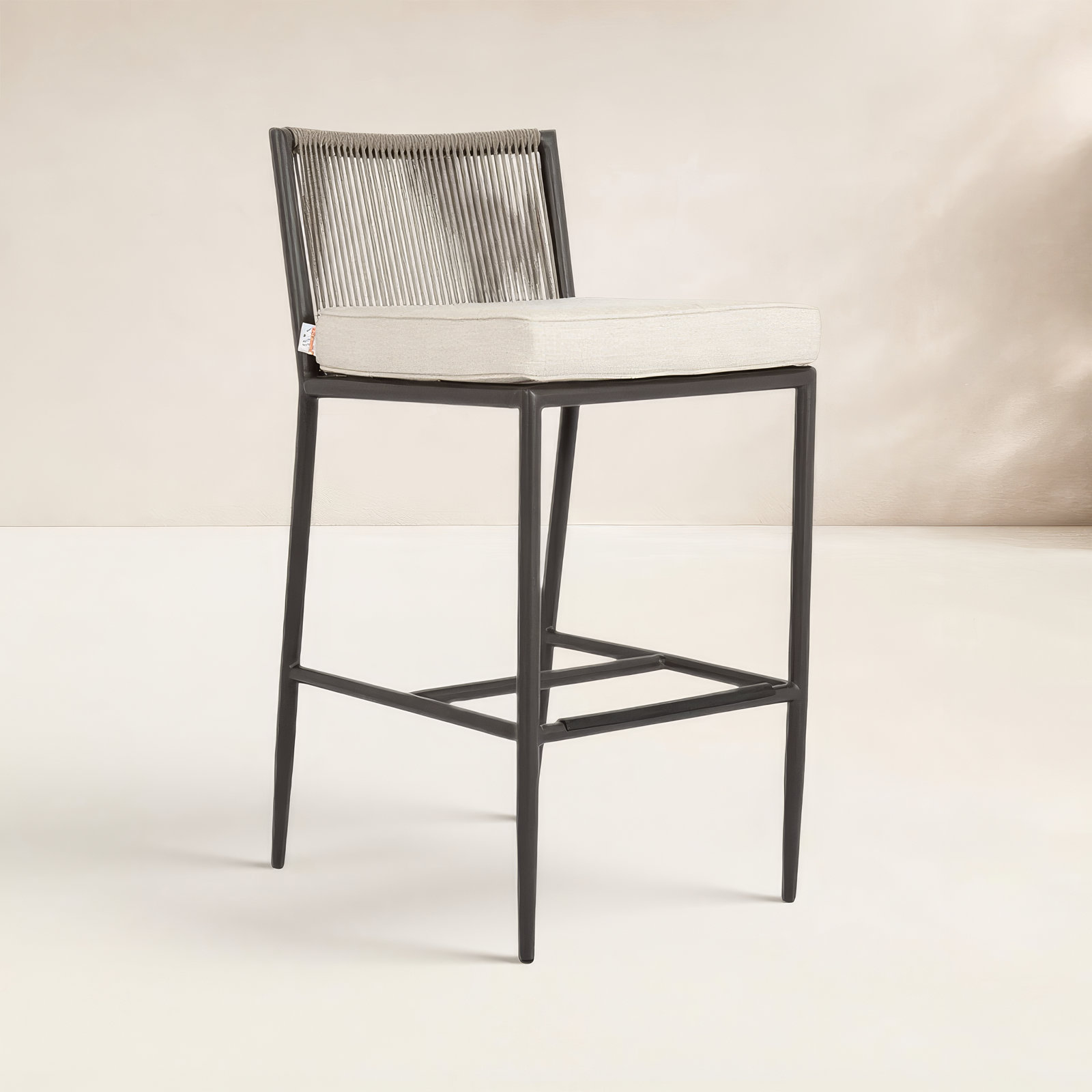 Esme Olefin Patio Bar Stool, Bar Stool (30" Seat Height), Echo Ash Sunbrella®
