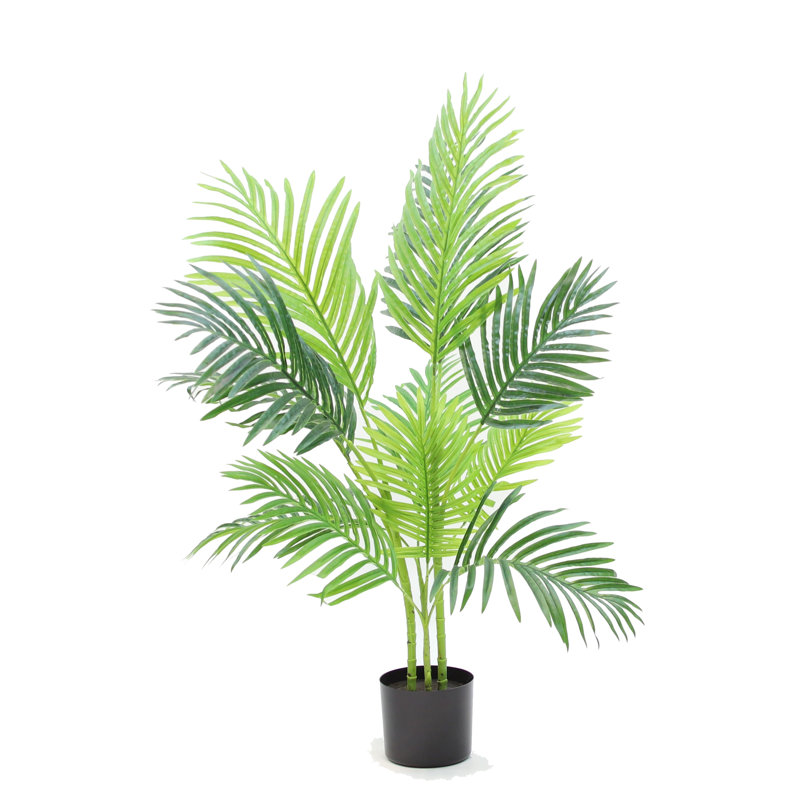 Palmier artificiel en pot, H 42 po x l 28 po x P 28 po, Vert citron