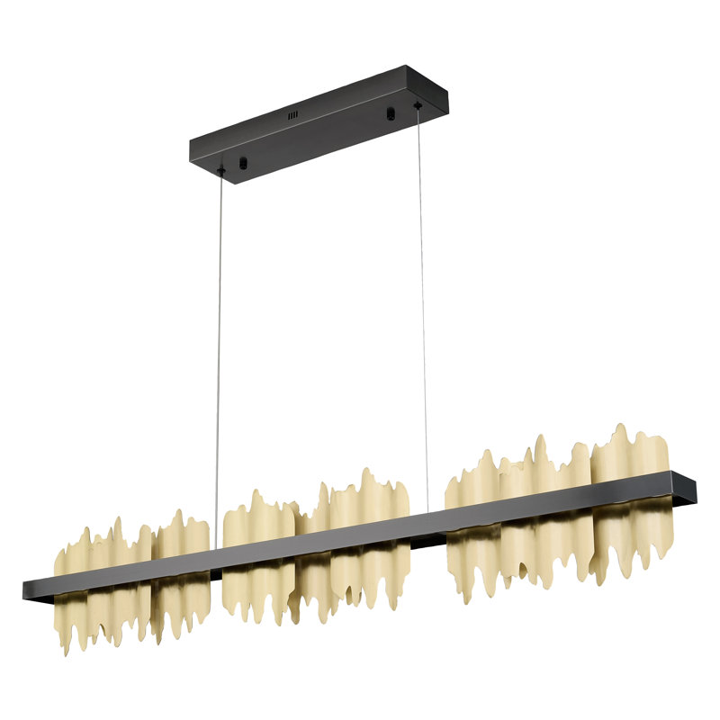 Lustre 1 lumière DEL en acier inoxydable noir avec cuivre cuivré