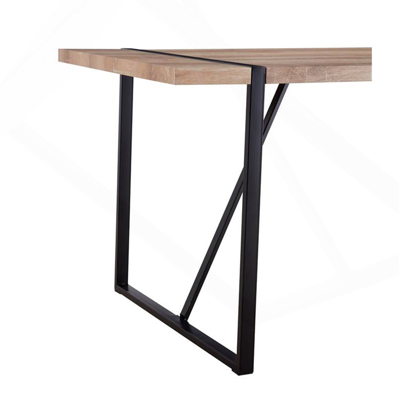55" Dining Table Modern Rustic Industrial Rectangular MDF Wood Colour For 4-6 Person, With 1.5" Thick Engineered Wood Table Top And Black Metal Legs