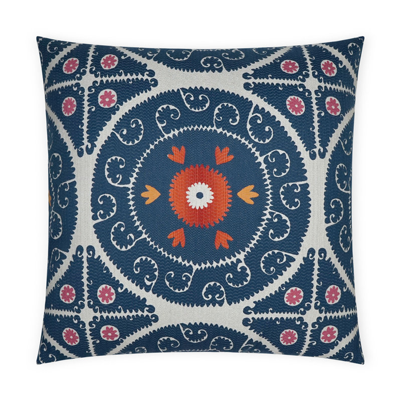 Suzandozi Square Pillow Cover & Insert, Denim, 24"H x 24"W