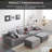 Bonless 150''width 5-piece Comfy U-shaped Sofa Couch Sectional Upholstered Corduroy For Living Room Free Combination,Console, Cup Holders, USB Ports,Bluetooth Speaker-559709622