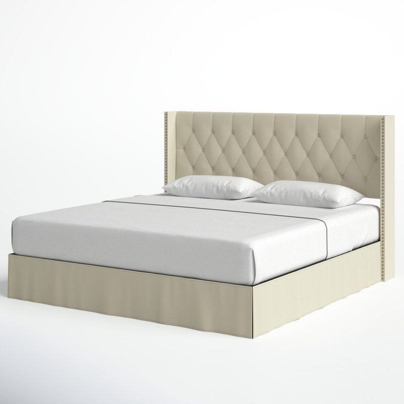 Bellavia Tufted Upholstered Panel Bed, Beige, King