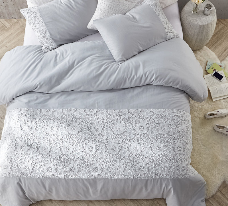  Literie 100% coton en dentelle rose et blanche, Édredon très grand, Housse de couette, Rose