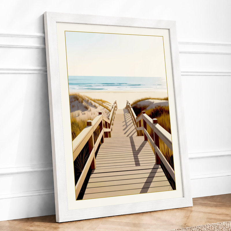 Boardwalk To Shore Coastal - Print, A4 - 29.7 x 21.0 cm, White