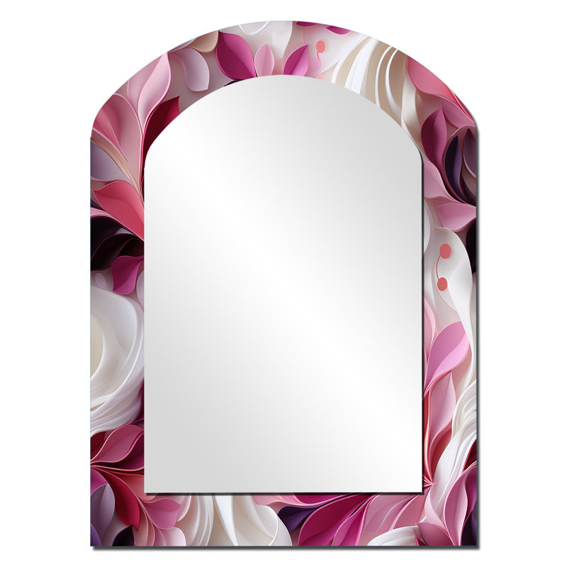 Miroir mural rose et blanc avec vagues abstraites Serenity, 34 po x 25 po