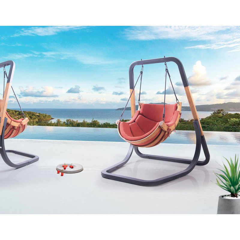 Chaise de patio en teck avec coussins Monetta