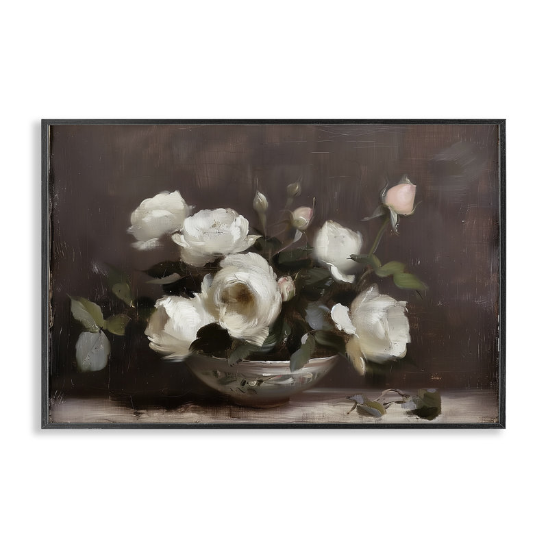Art traditionnel de giclée de nature morte à la rose, design par Annabelle Hall, H 12 po x l 18 po