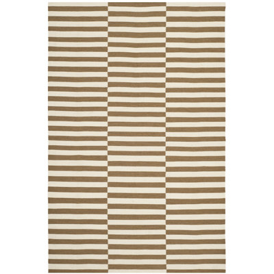 River Reed Striped Area Rug in Brown/Ivory