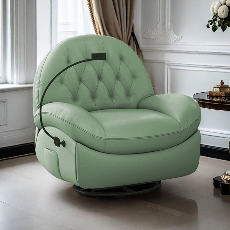 Labree Faux Leather Recliner, Green Faux Leather