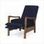 Fauteuils inclinables, dossier à pression contemporain avec surpiqûres, structure en bois d'hévéa | Tissu | Bleu marine