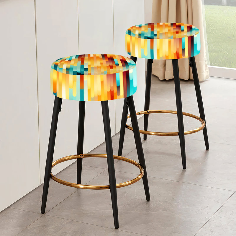 Ensemble de 2 tabourets de bar rayés Poupart