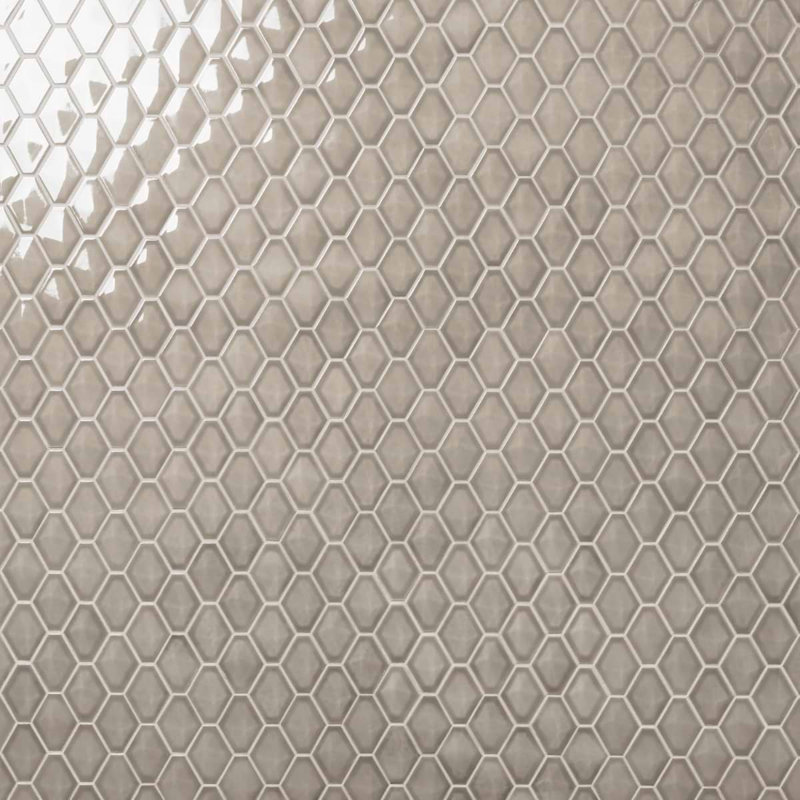 Brookline Diamond 3x4 Glossy Ceramic Mosaic Tile, Warm Gray