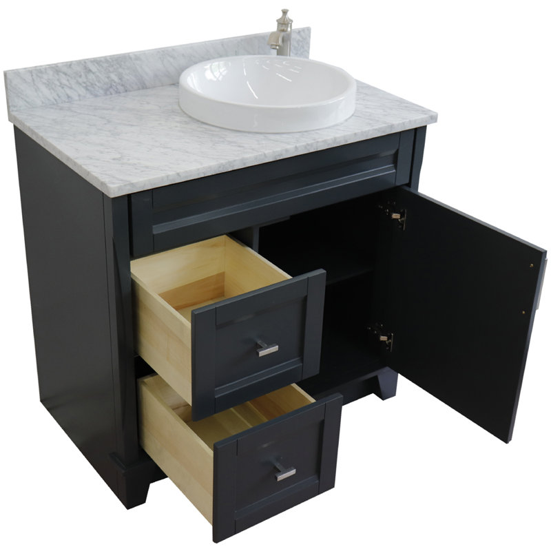 Meuble-lavabo simple 37 po Poitier, Gris foncé