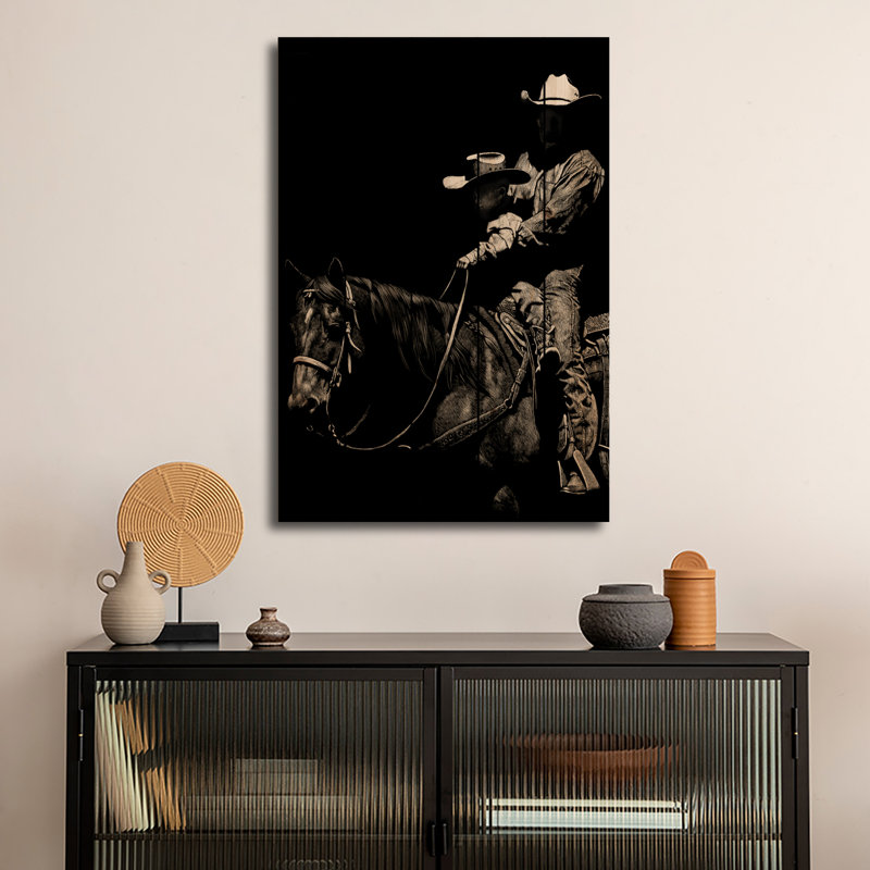 Reproduction d'art mural en bois - Scratchboard Rodeo II par Julie T. Chapman, H 26 po x l 18 po