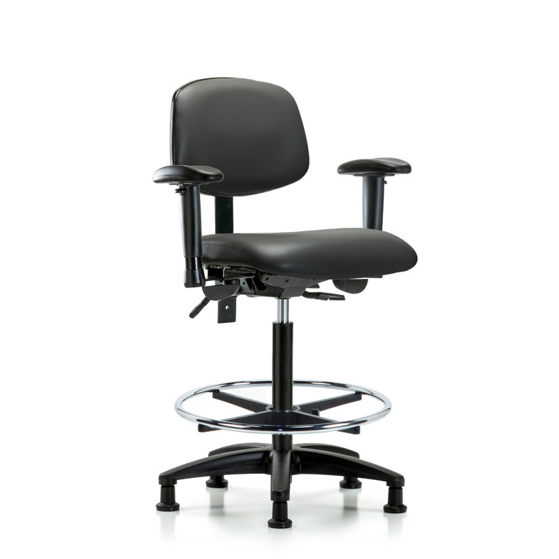 Chaise de travail en vinyle Lakel, Carbone, Patins, Oui