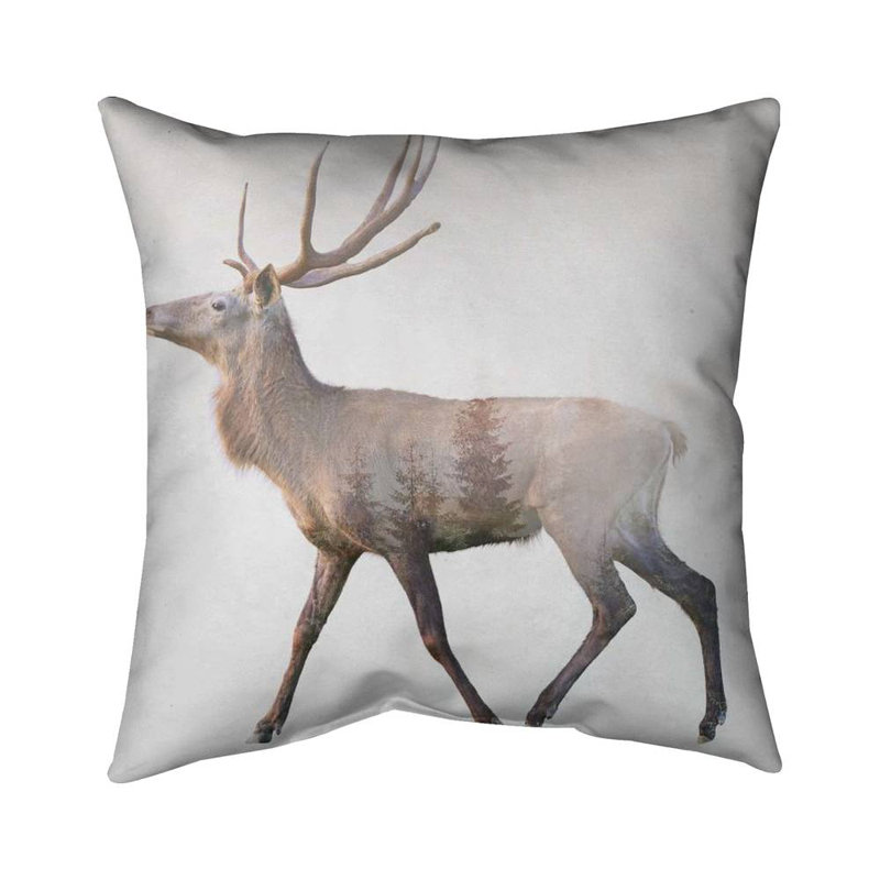 Deer and forest - 26"x26" Throw pillow cover - Poly twill - Print on demand, Pillow Cover Only - No Insert