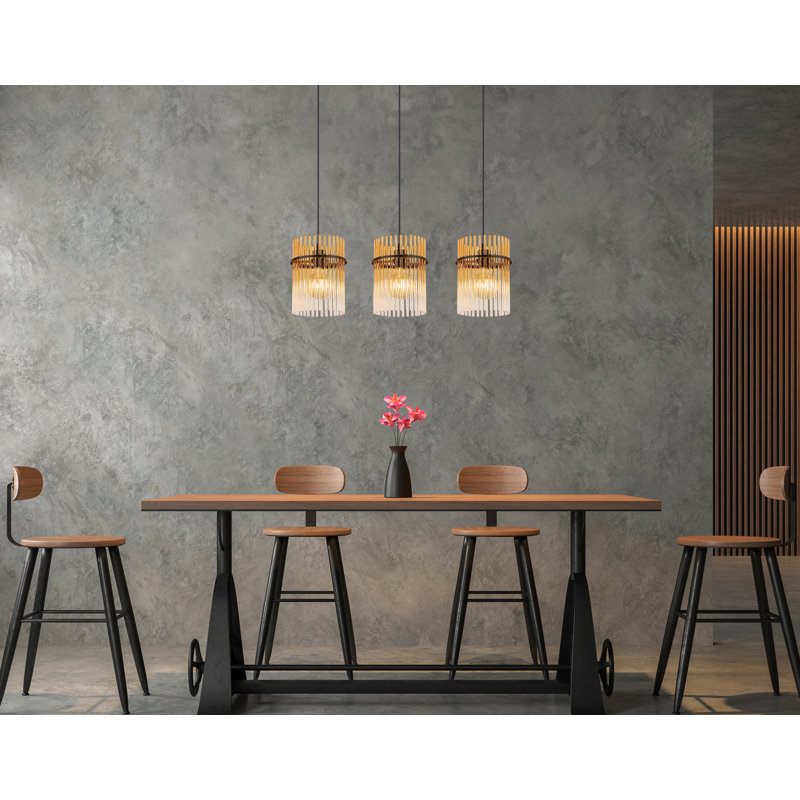 Decole 3 - Light Matte Black Pendant, Amber