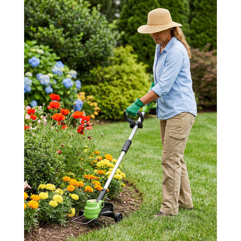 12 Inch Cordless String Trimmer Weed Wacker with 2 Batteries, Wheels, 8 pcs Spools Lines, Auto Feed and Fast Charger