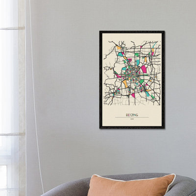 Beijing, China Map by Ayse Deniz Akerman - Print on Canvas