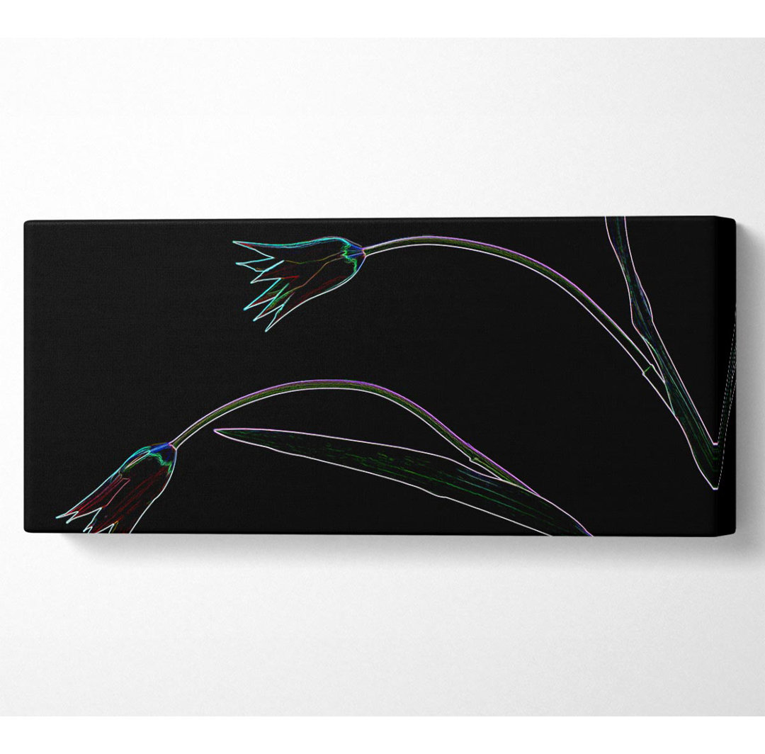 Abstarct Neon Floral 27 Panoramaleinwand