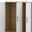 Élégante garde-robe de rangement en bois à 3 portes, deux tringles et tablettes-2037088961