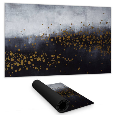 Two shades of gray with gold dots - 14.00"x24.25" Desk mat