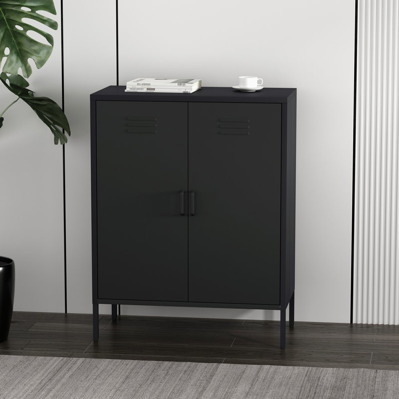 Bargale 31.5 Accent Cabinet with 3 Adjustable Shelves, Black