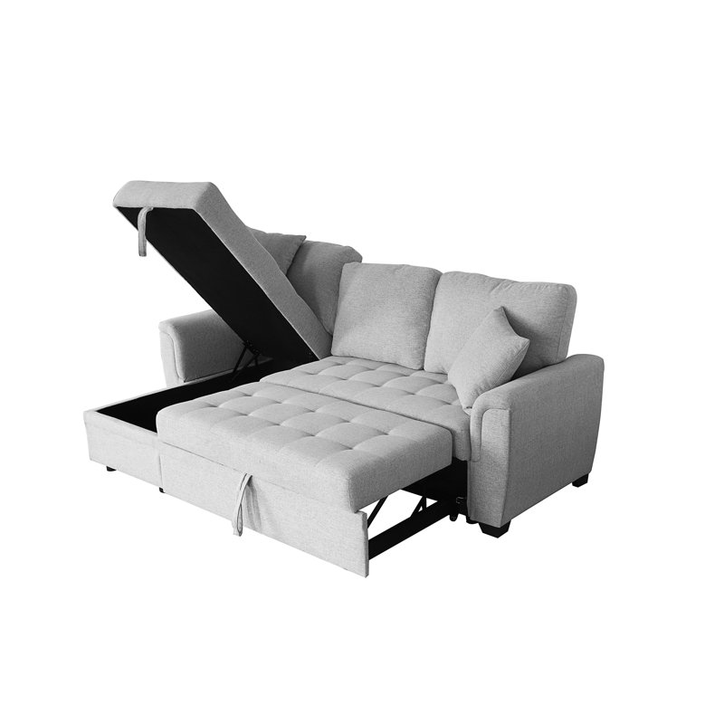 Crandell Upholstered 86.22 " Sofa Bed, Light Gray 100% Linen