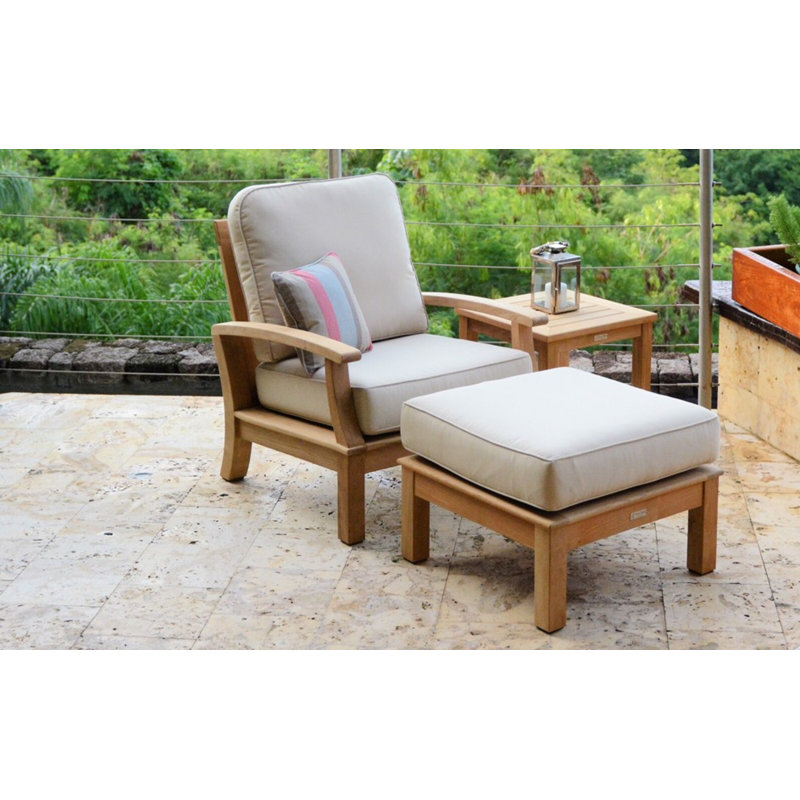 Monterey Teak Outdoor Ottoman, Cast Charcoal
