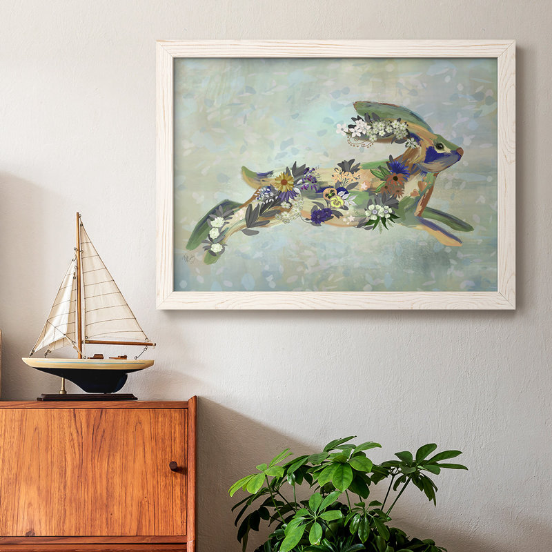 Fantastic Florals Hare, Running - Reproduction de photo sur toile, Blanc, H 18 po x l 26 po x P 1,5 po