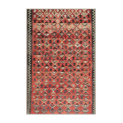 Tapis contemporain rouge / noir